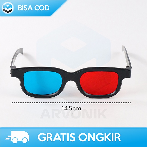 KACAMATA 3 DIMENSI GLASSES FILM MERAH BIRU PLASTIK FRAME KOKOH MODIS