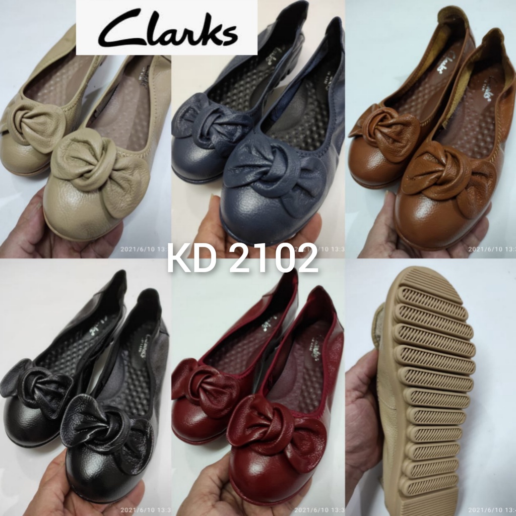 Clarks Sepatu Flat Leather Radial Bow