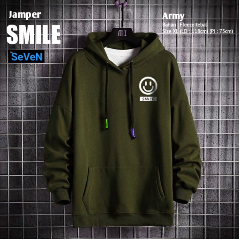 Hoodie Pria Wanita Smile Sablon  High Quality Sweater Pria Wanita-Smile Army