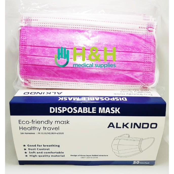 Masker Earloop 3ply Alkindo / Masker Bedah Karet / Masker Medis / Masker Earloop / Masker Alkindo