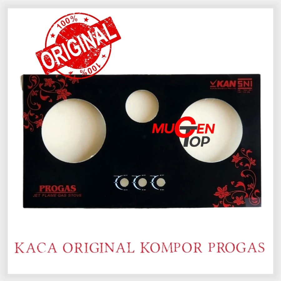 Kaca Kompor PROGAS 3 Tungku / 3 Tungku Mix Bara Original