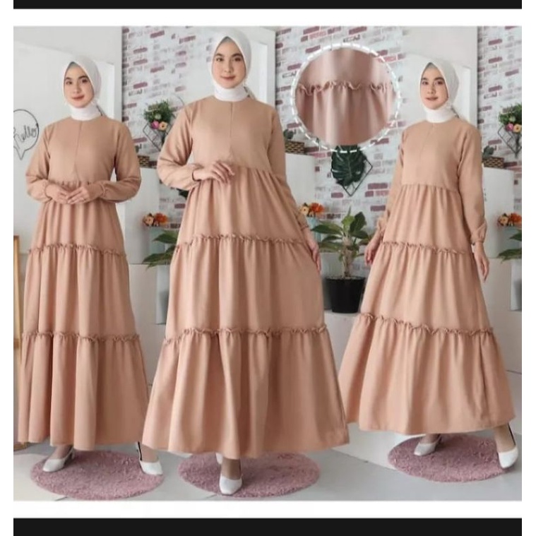 RUFFLE DRESS MAXI TERBARU/ GAMIS CERUTY FULL PURING/ GAMIS POLOS REMPEL 3 SUSUN/ GAMIS SIMPLE &amp; ELEGAN/ PREMIUM MOTIF KEKINIAN