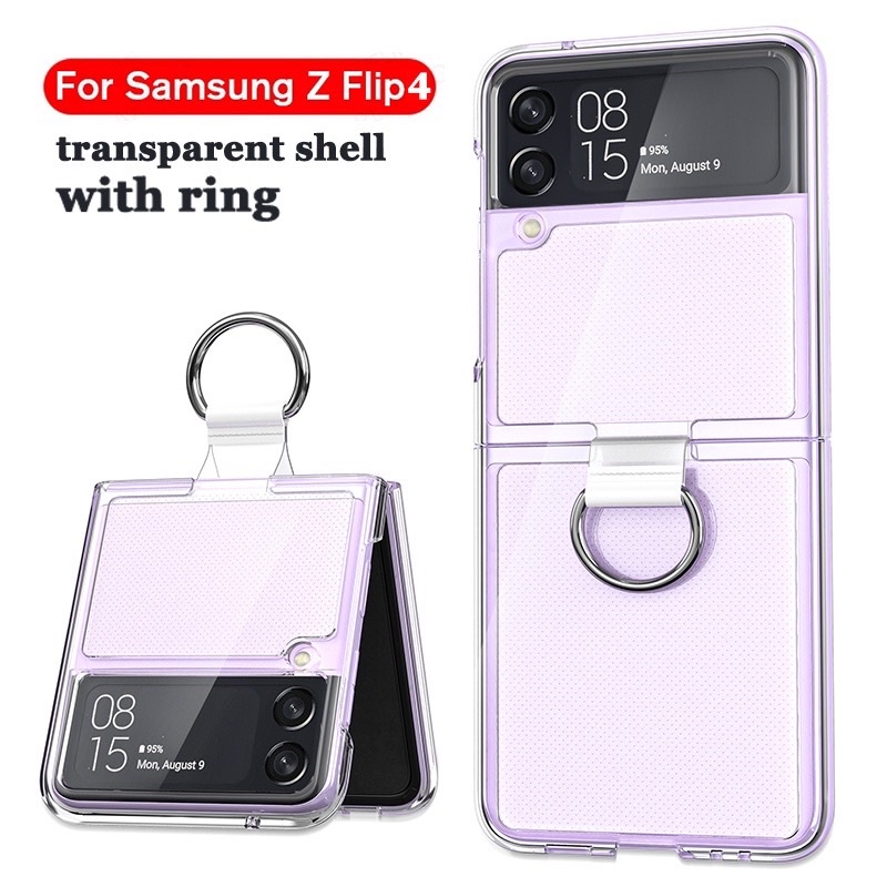 Case for Samsung Galaxy Z Flip 4 Clear Transparent Shockproof Ring Cover