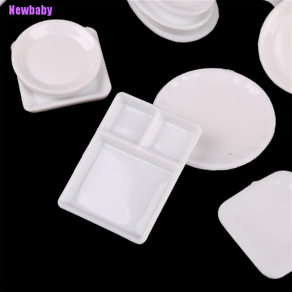 (Newbaby) 18pcs / set Mainan Miniatur Piring Plastik Skala 1: 12 Untuk Aksesoris Rumah Boneka
