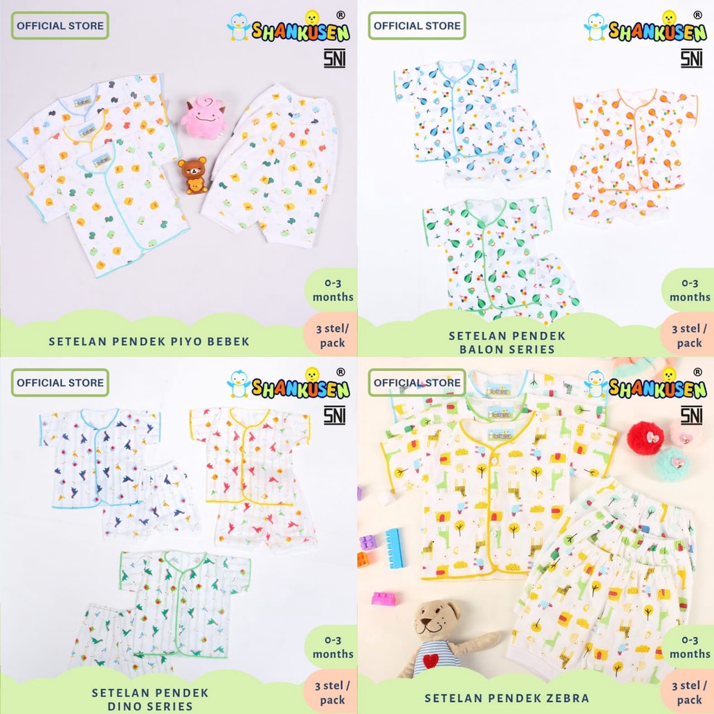 Shankusen HEMAT 1 Lusin Setelan Pendek Baju Bayi Murah/ Baju Bayi Laki laki Baju Bayi Perempuan