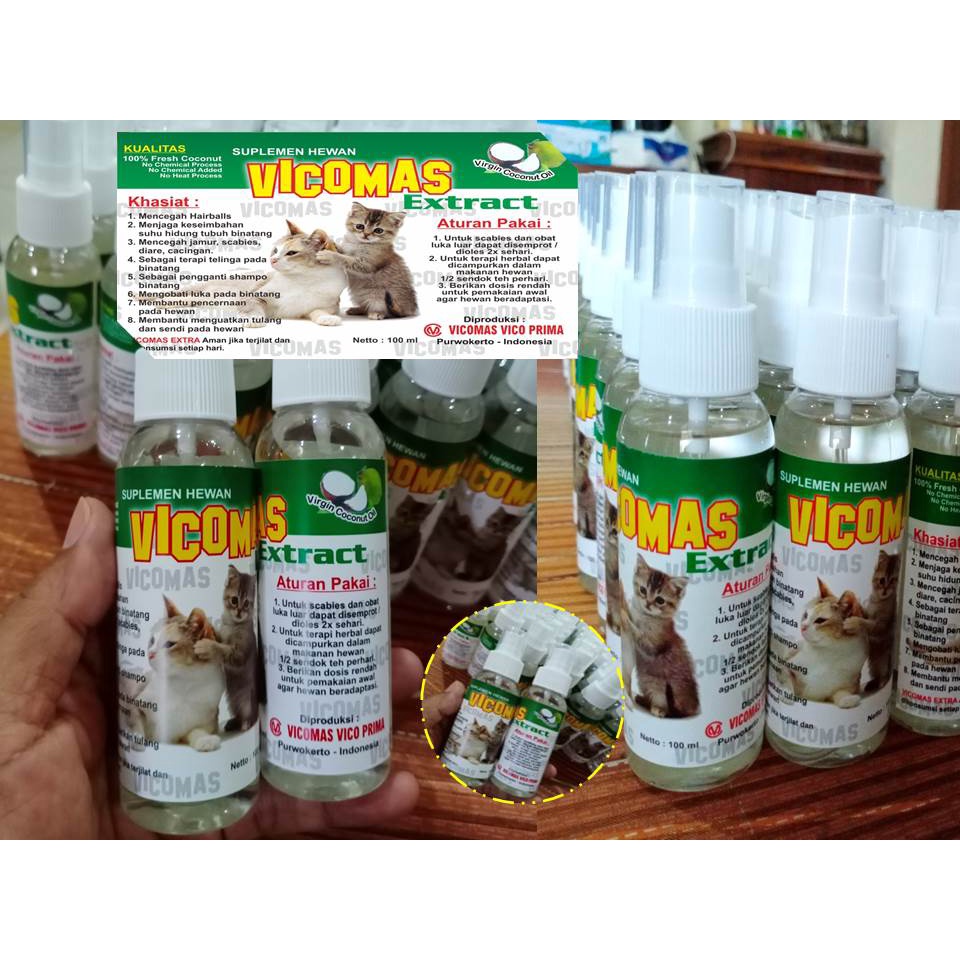 Obat Kucing Mencret Umur 2 Bulan | Vco Vicomas Extract Spray 100ml