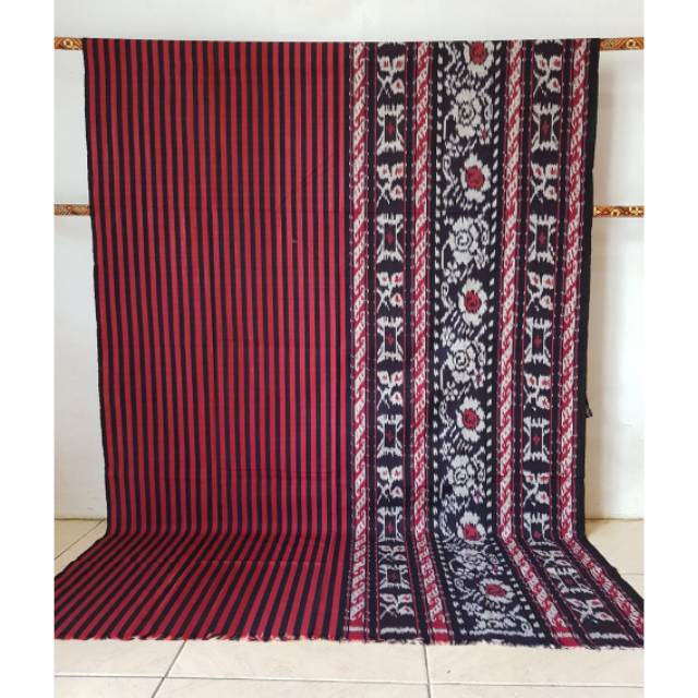 kain tenun blanket hitam lurik merah terbaru