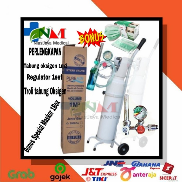 Dijual paket lengkap Tabung 1m3-Alat pernapasan tabung oksigen 1m3
