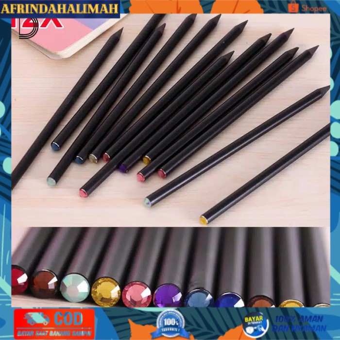 

[TERBARU] 12Pcs/Set Pensil Hb Hiasan Berlian Lucu u Menggambar di Kantor/Sekolah