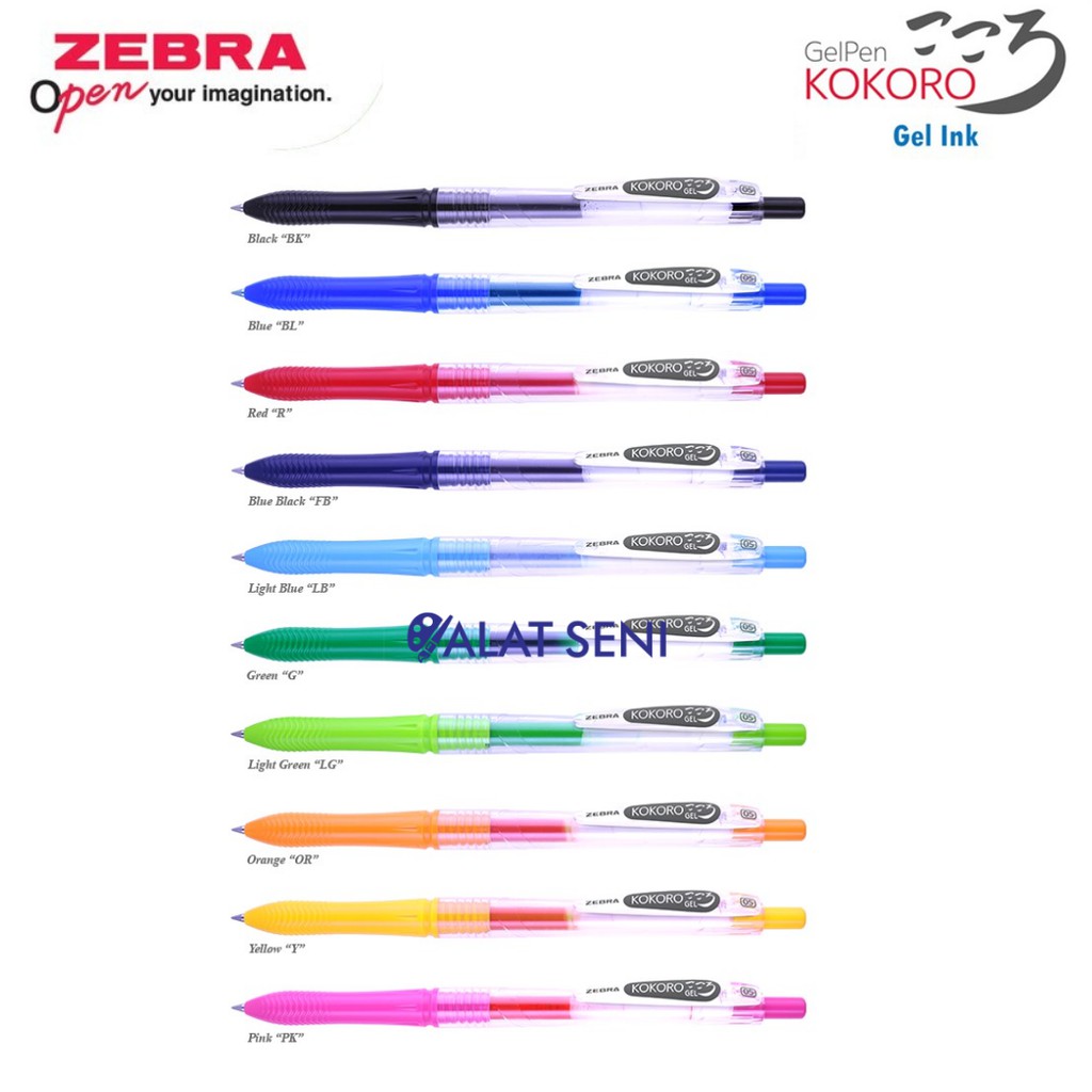 Zebra Pulpen Gel KOKORO 0.5mm / Pulpen Gel Kokoro Zebra Colours - 0.5