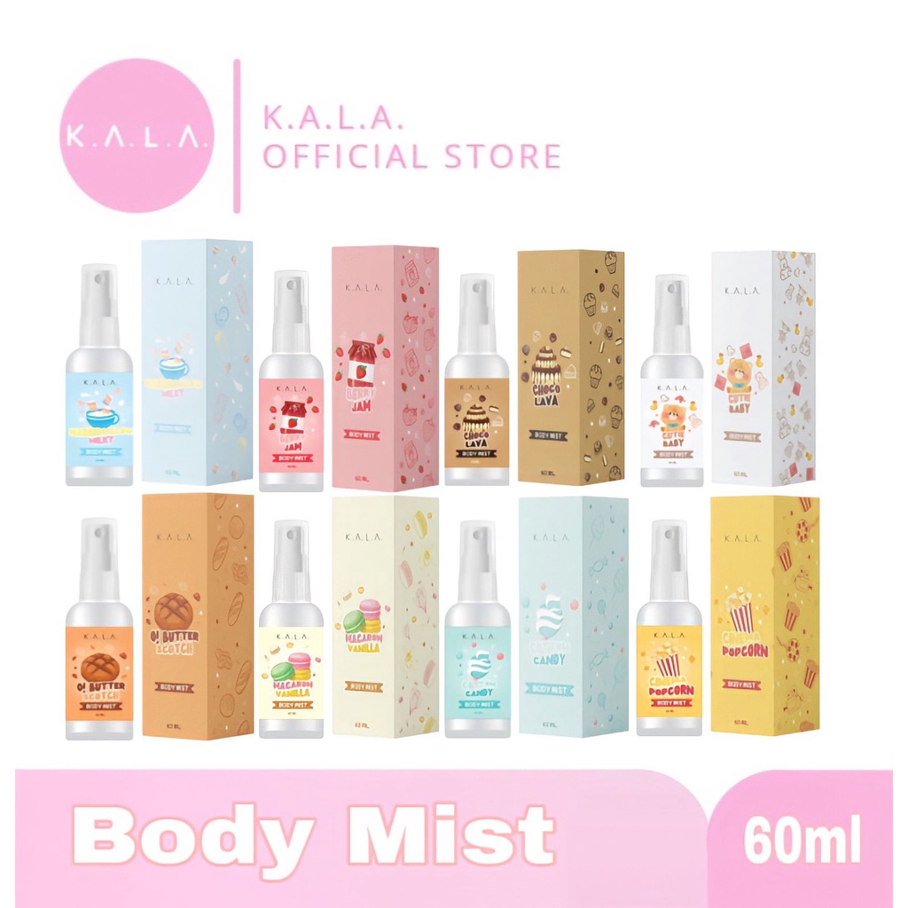 KALA Body Mist Parfum 60ml Spray Parfume Tahan Lama Vanilla Popcorn BPOM