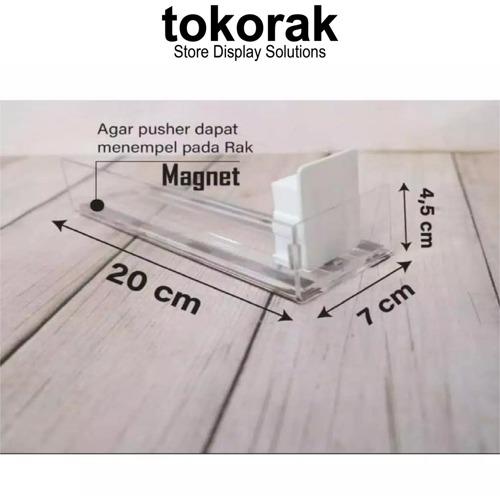 RAK ROKOK ACRYLIC PUSHER 20 CM OTOMATIS MAGNET MINIMARKET SUPERMARKET