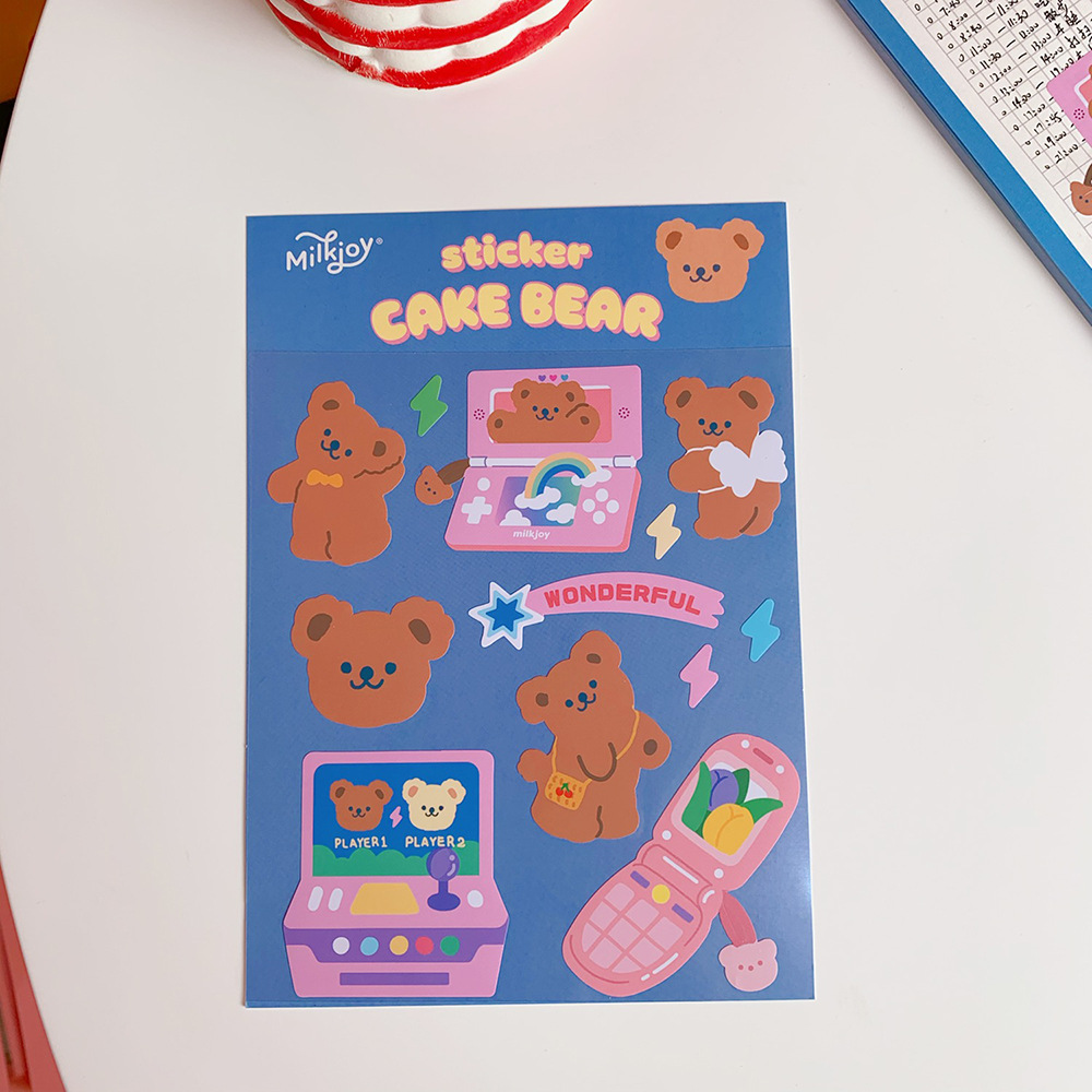 Stiker DIY kartun beruang lucu Korea