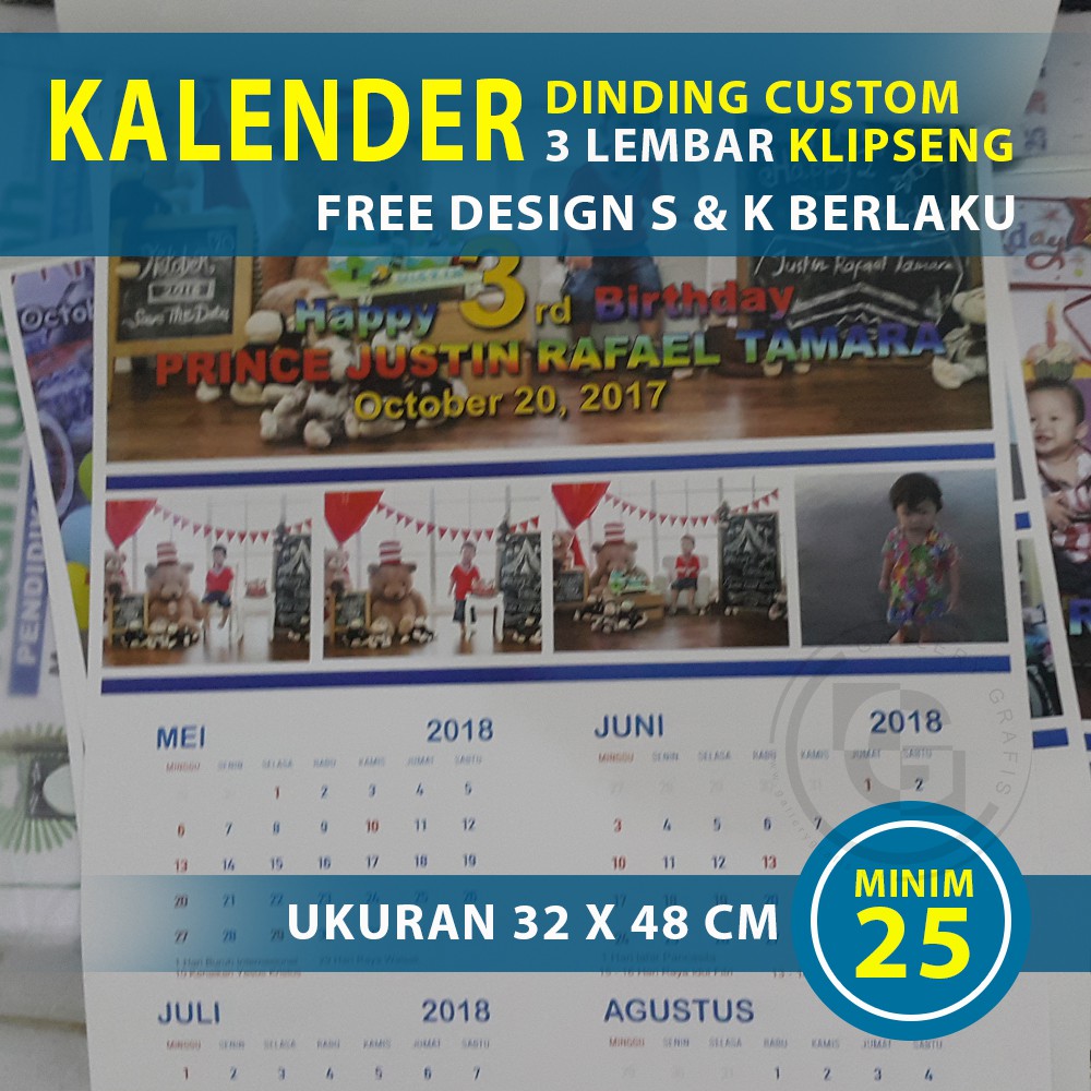 

kalender dinding custom 3 lembar klipseng