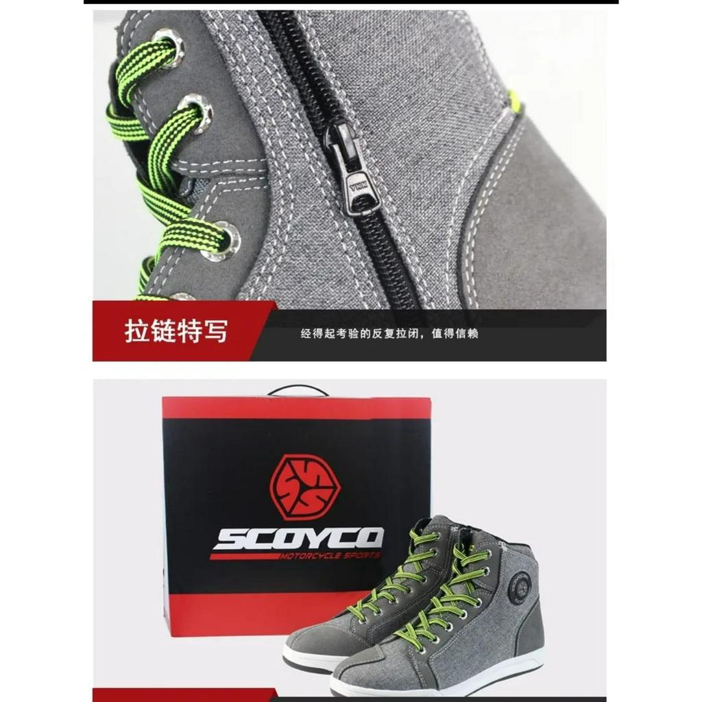 Scoyco Motorcycle Boots Shoes Casual Gray Sepatu riding Motor Mt016