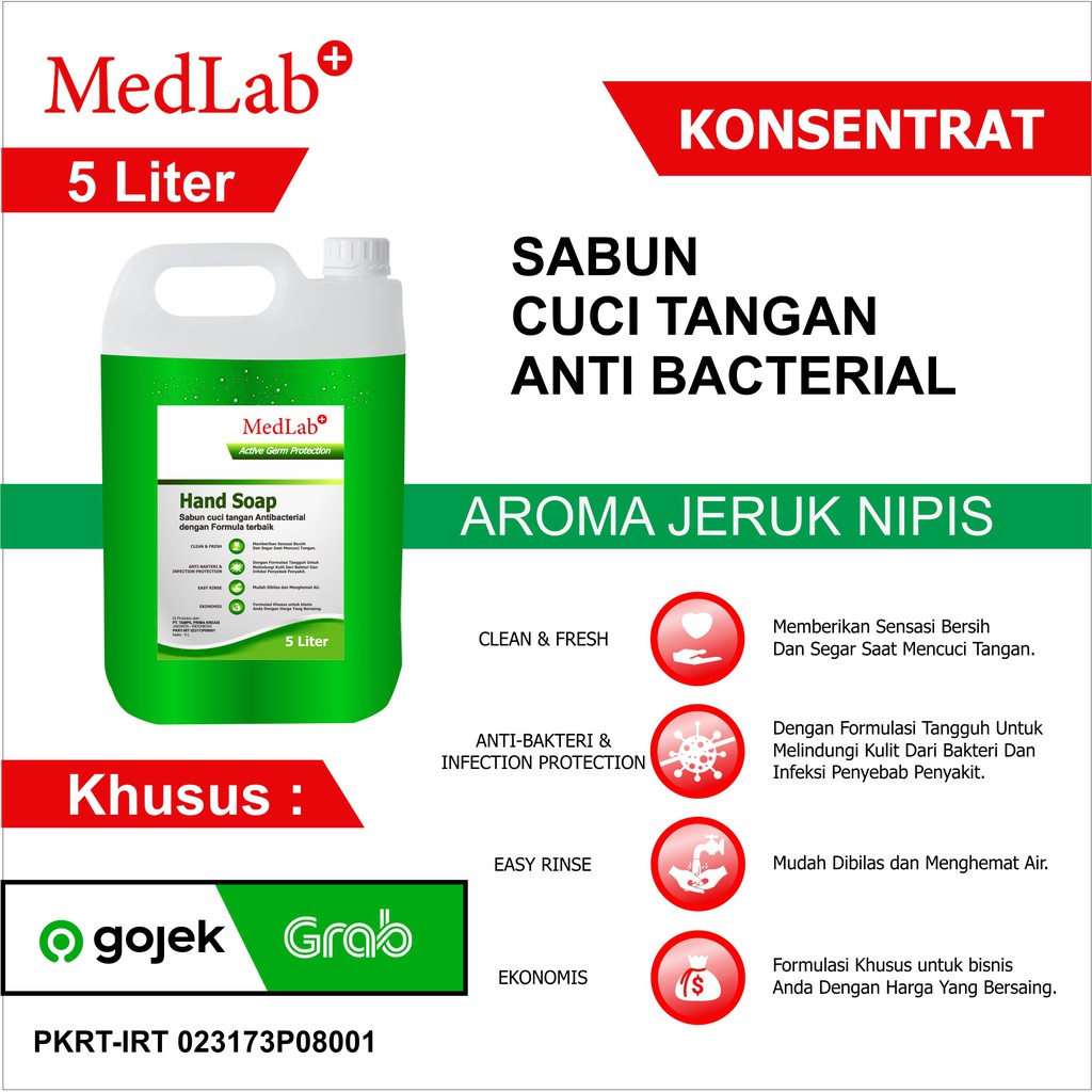 Hand Soap Sabun Cuci Tangan Medlab Konsentrat 5 Liter (Khusus GOJEK / GRAB)