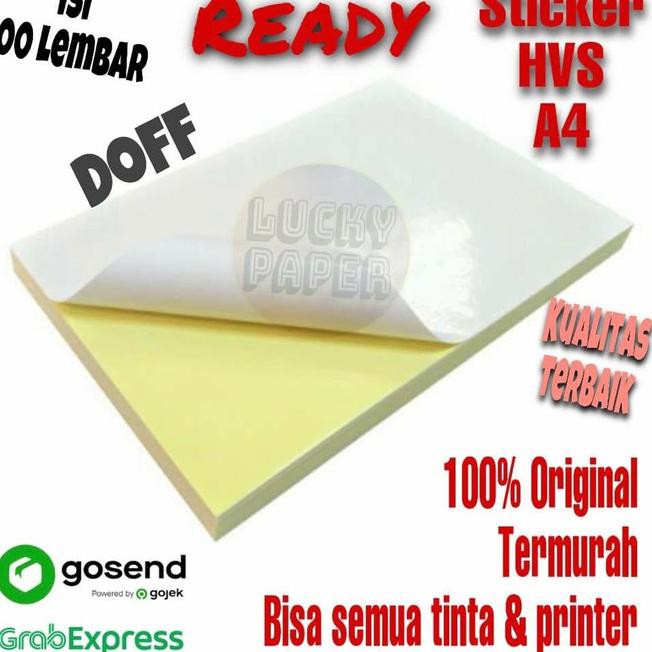 

Stok Baru!!-638 Kertas Stiker HVS A4 - isi 100 lbr / Kertas Stiker / Sticker HVS Doff