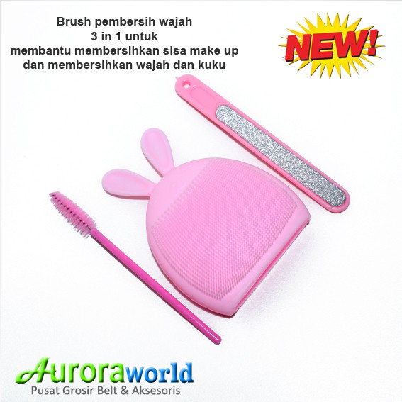 3 in 1 facial cleansing brush and nail , alat perawatan kuku dan wajah , brush pembersih muka