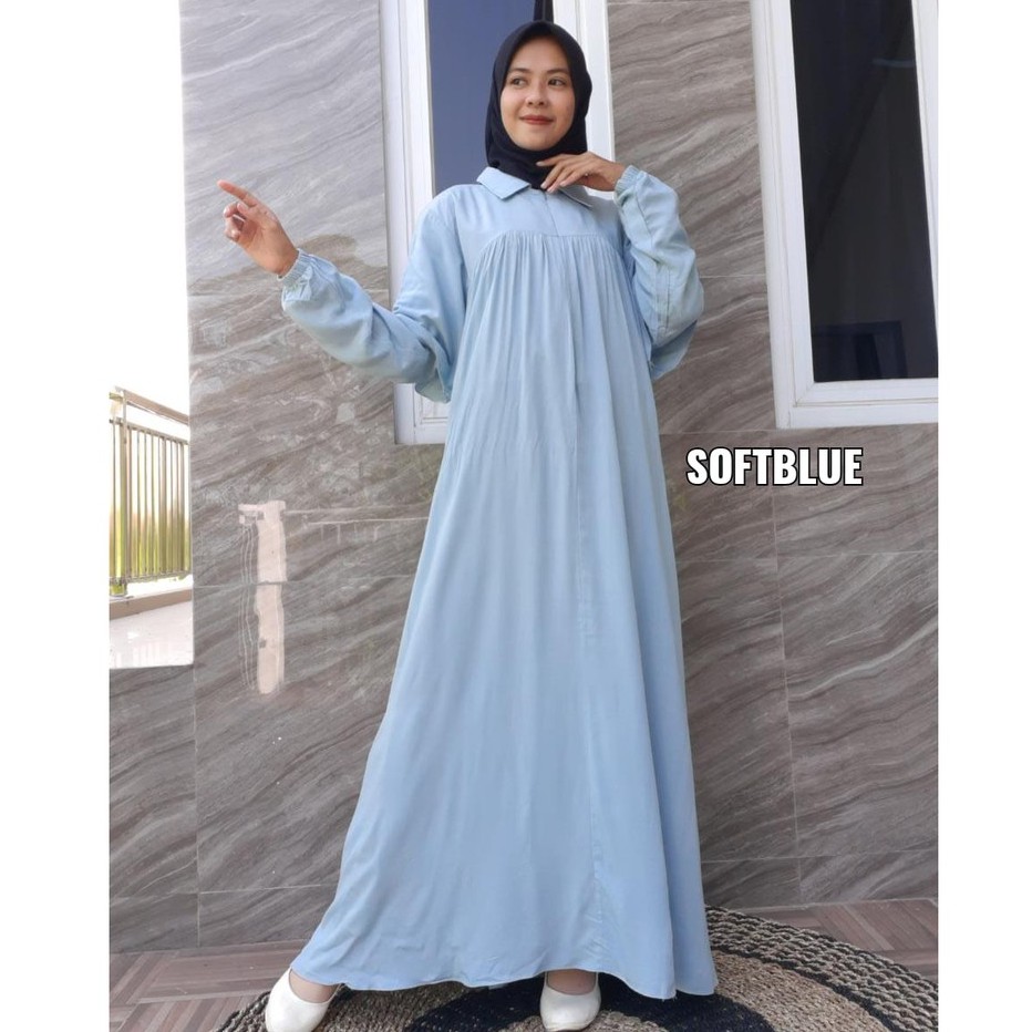 Gamis Polos Rayon Babydoll Krah/ Gamis Rayon Premium