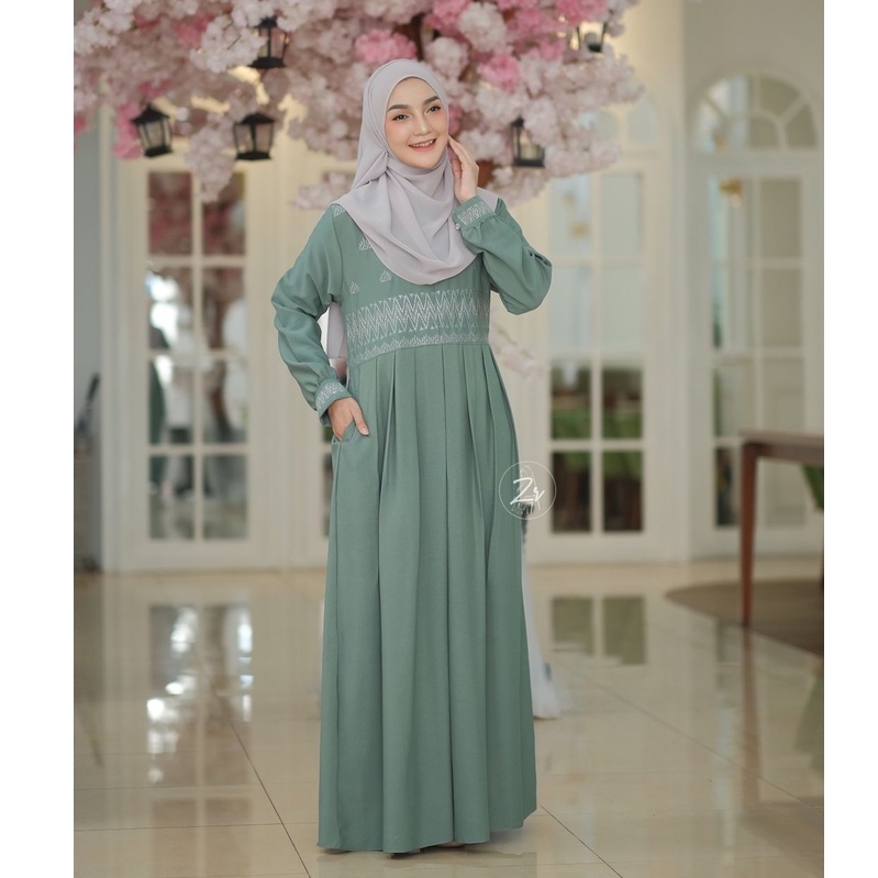 Zoya Aini dan Erena dress bordir asli ori by zr cantik gamis pesta wanita terbaru baju selebgram