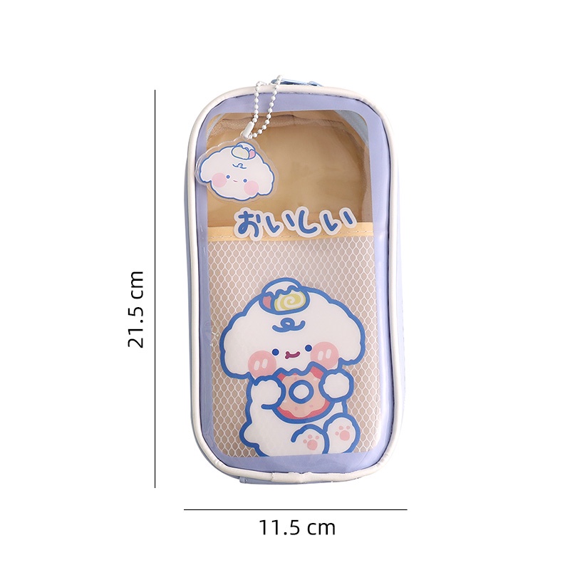 

RB Tempat Pensil Transparan Anti Air Motif Kartun Kawaii Dengan Resleting