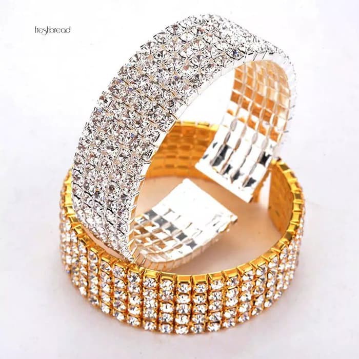 GELANG FASHION WANITA BERLIAN IMITASI 5 BARIS BLING BLING CANTIK MURAH