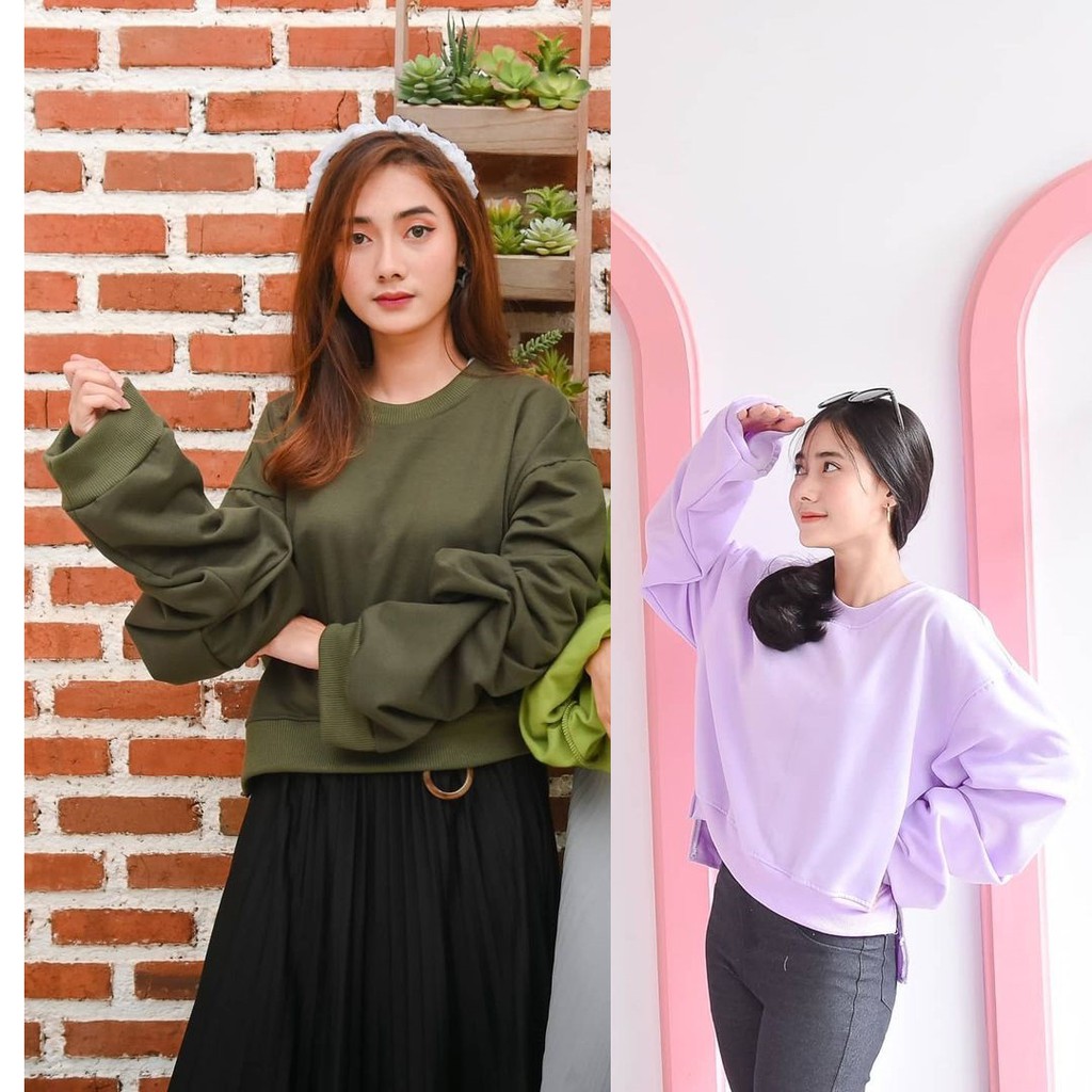 Oversize Crope Sweater / sweater basic polos wanita murah oversize