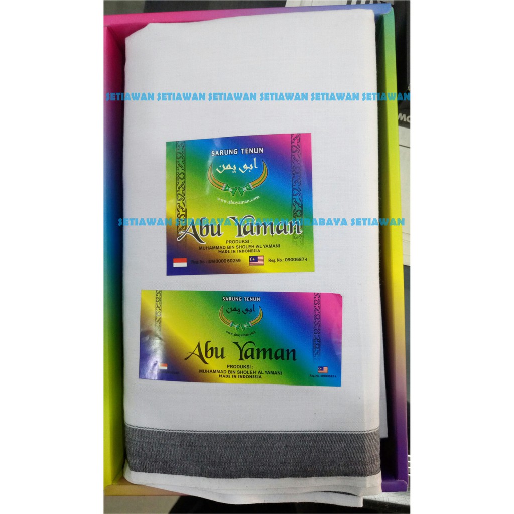 Sarung Abu Yaman Putih Polos Setengah Kodi 1 Dos isi 10 pcs