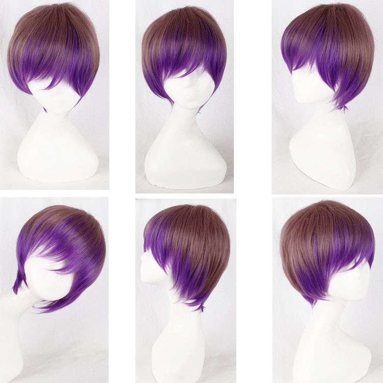 LOL-54 wig rambut palsu daily lolita cosplay couple gradasi pria ungu