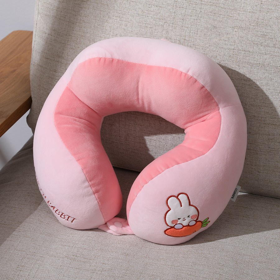 MINISO Bantal Leher Lucu U-shaped Cute Neck Pillow - Rabbit