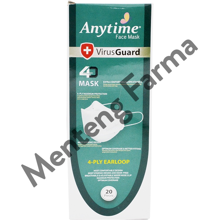 Anytime Convex Masker 4D Isi 20 Pcs - Masker Convex Anytime Earloop