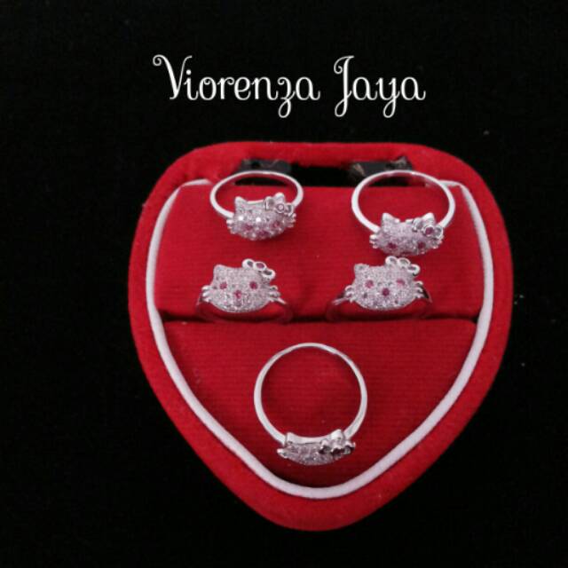 CINCIN ANAK HELLO KITTY PERAK 925 / PERHIASAN SILVER LAPIS EMAS PUTIH / CINCIN HK PERAK ASLI /CC021