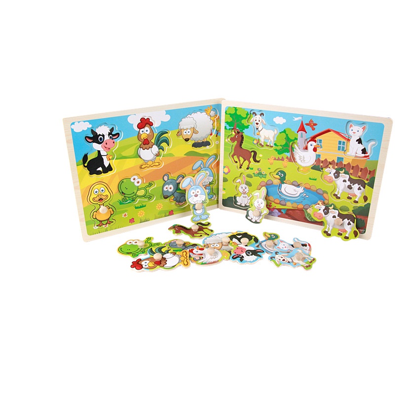 NEW Mainan edukasi anak menempel puzzle paku kayu jigsaw puzzle