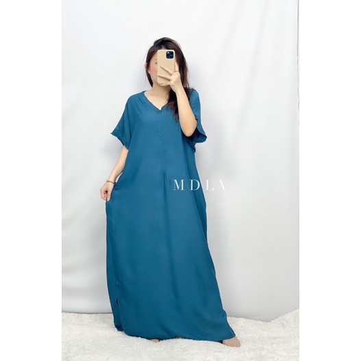 MDLV ~ 91000# Homewear Maxi Dress Jumbo Polos Dress Batwing Import