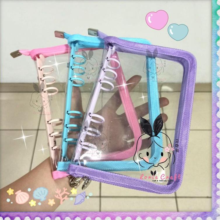 

(W7U6) ★ LC Binder Zipper Ring Warna A6 Mika PVC Bening Resleting Besi Warna //Readi@banyak