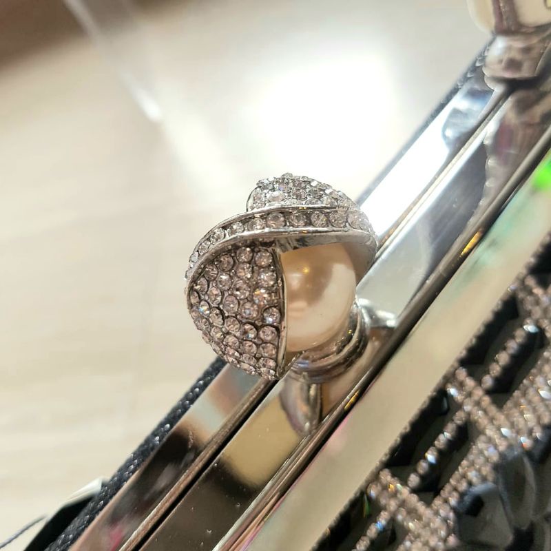 Tas Pesta Farnell Wanita Diamond Clutch Kondangan Glitter Permata Rhinestones Bisa Selempang 2610