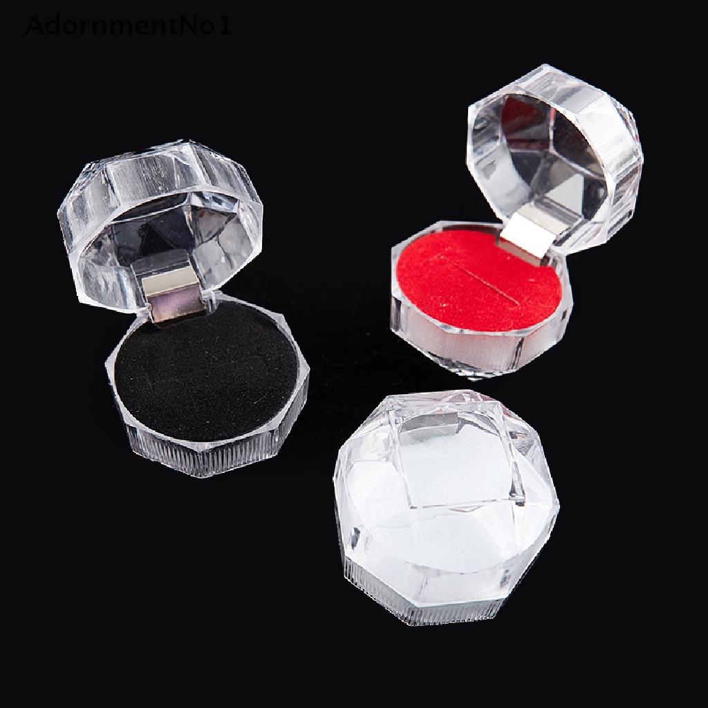 (AdornmentNo1) 10pcs / lot Kotak Perhiasan Cincin Bahan Akrilik Transparan