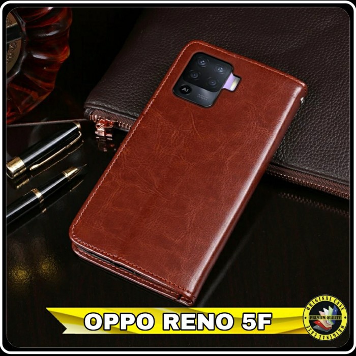 Casing Oppo Reno 5F flipcase Reno5F Case Dompet kulit Premium Cover