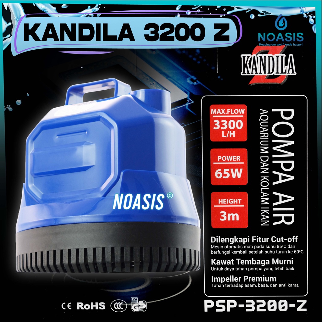 POMPA AIR CELUP AQUARIUM 65 W KANDILA PSP 3200 Z PSP-3200Z KOLAM IKAN