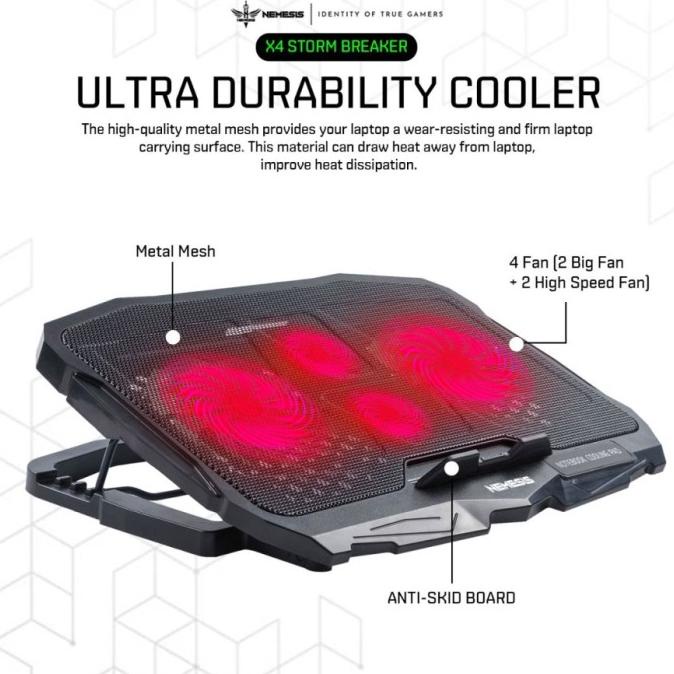Cooling Pad Nyk Nemesis X4 Storm Breaker - Fan Cooler Laptop