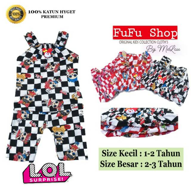 Setelan anak LOL/setelan anak perempuan/baju LOL/daster anak/hellokity/lol