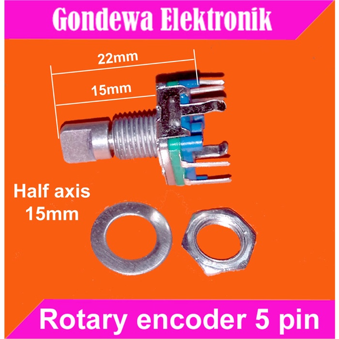 Rotary encoder half axis 5 pin, 15mm potensio digital EC11