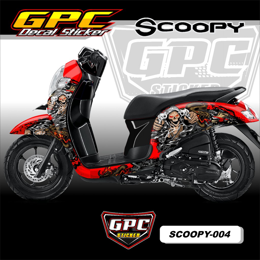 Decal Sticker Honda Scoopy  fi new Custom Desain Skull GPC 