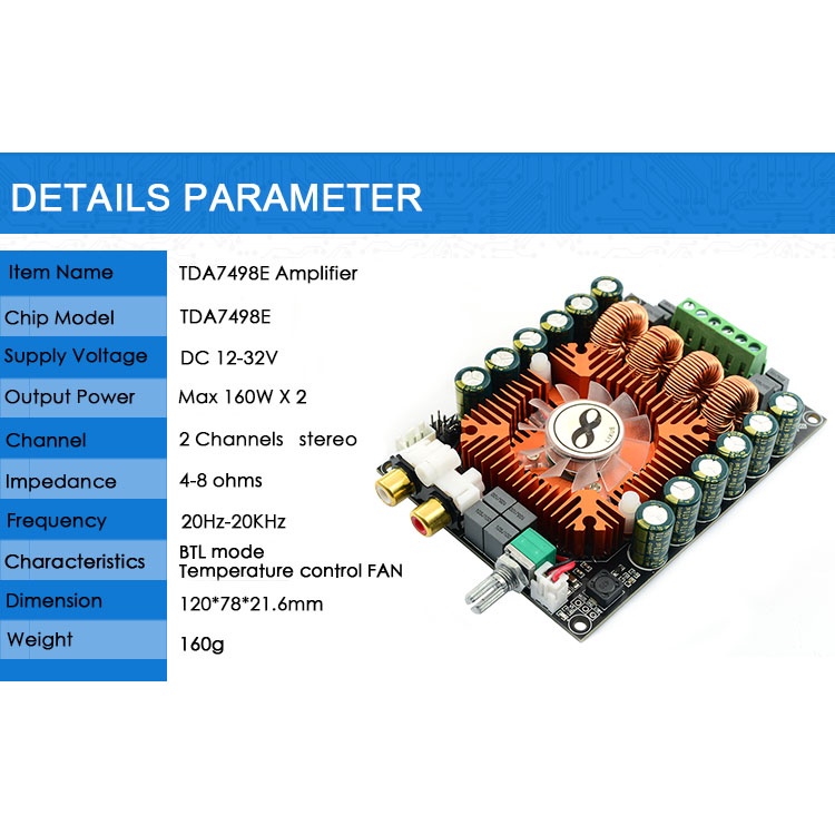 TDA7498E Daya Tinggi Digital Power Amplifier Papan 2.0HIFI Stereo Daya Tinggi 160W * 2 Dukungan BTL220W Kit Power Amplifier