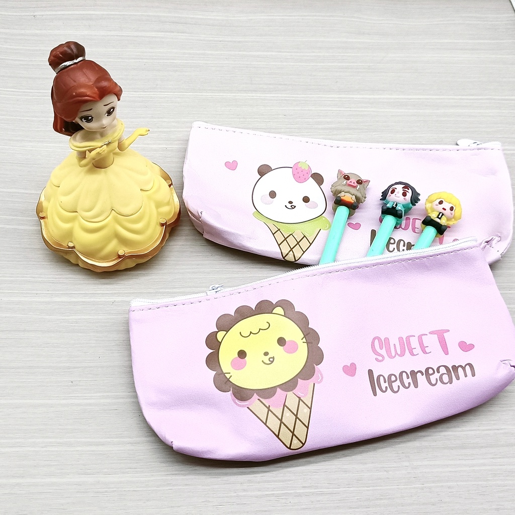 COD KOTAK PENSIL MOTIF LUCU UNIK / TEMPAT PENSIL / KOTAK PULPEN / TEMPAT ALAT TULIS PGS-ICE CREAM PINK