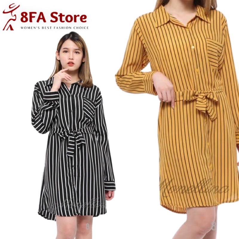 8FA STORE - Tunik Remaja Motif Salur Hitam Putih Wanita Ukuran Jumbo Atasan Big Size Fit To XXL