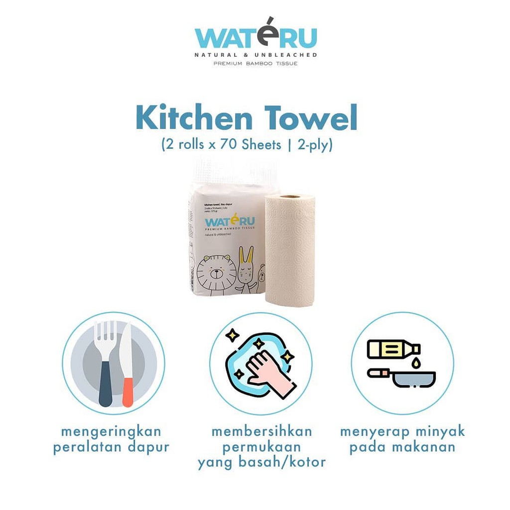 Wateru Premium Bamboo Tissue | Tisu Dapur Toilet Facial Pocket