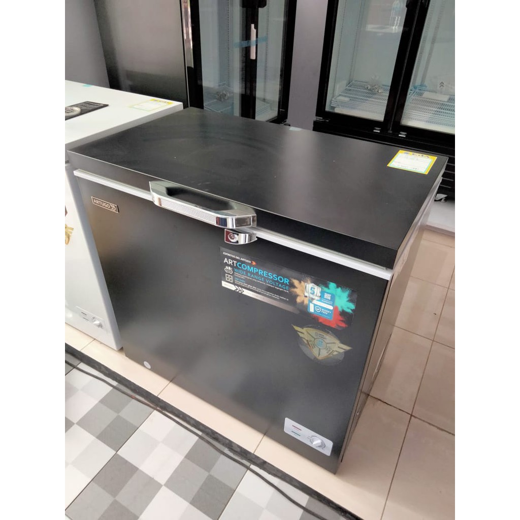 Chest Freezer Artugo cf 201 A Hitam Magelang tutup sliding kaca dalam