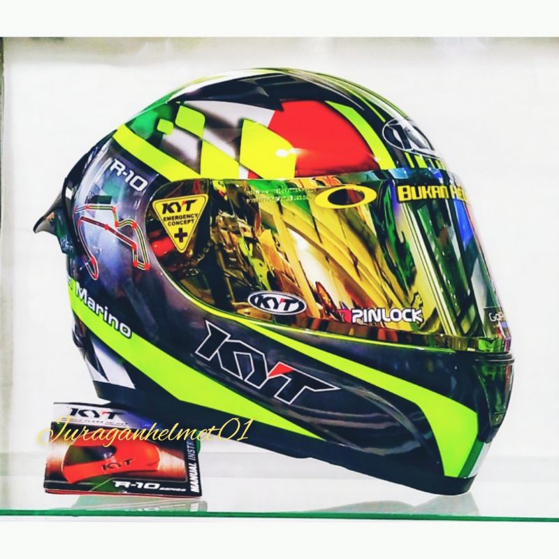 helm full face kyt r10 paket ganteng motif sanmarino