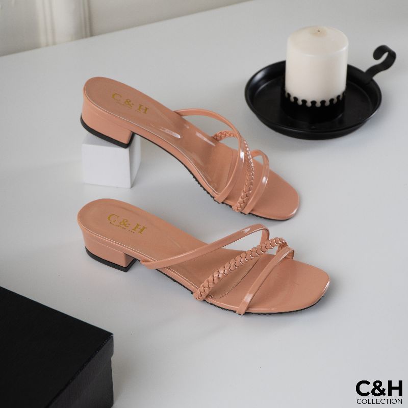 sandal heels wanita kepang / hak 3cm / sandal hak tahu